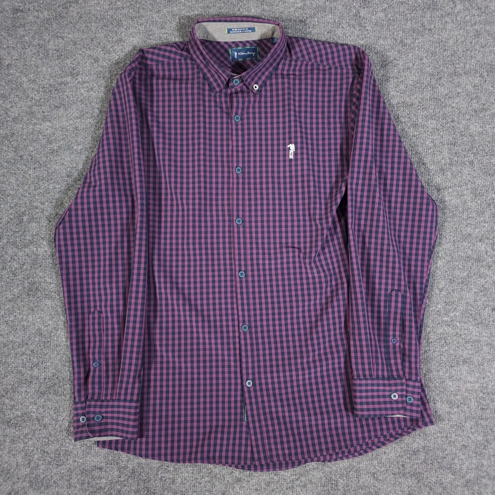William Murray Shirt Mens Medium Plaid Vented Performance Golf Stretch Logo